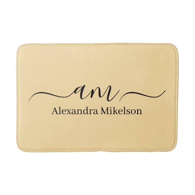Simple Modern Monogram white Minimalist Bath Mat (Front)