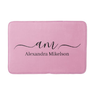 Simple Modern Monogram white Minimalist Bath Mat