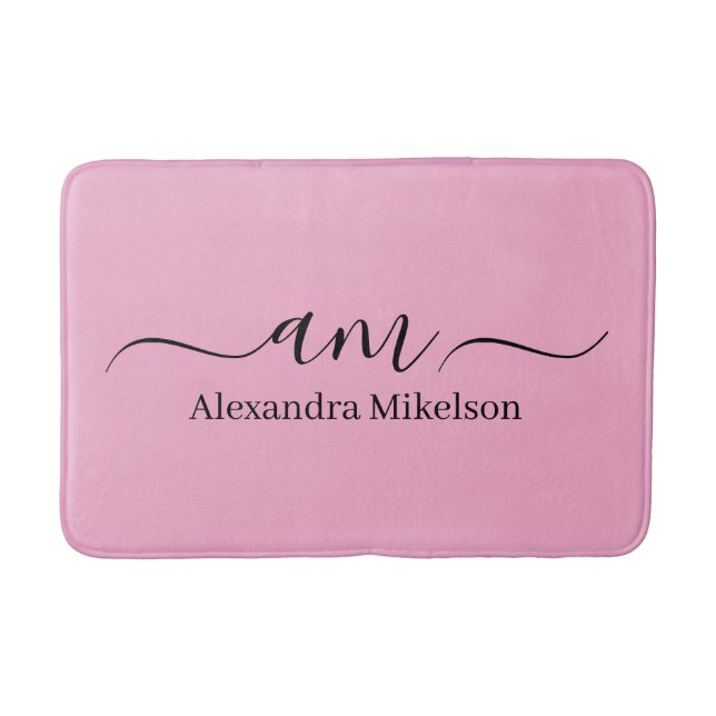 Simple Modern Monogram white Minimalist Bath Mat (Front)