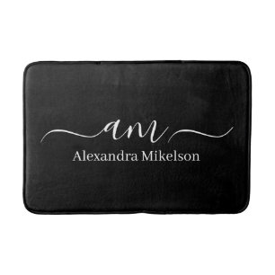 Simple Modern Monogram white Minimalist Bath Mat