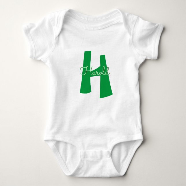 Simple Modern Monogrammed Boy Baby Bodysuit (Front)