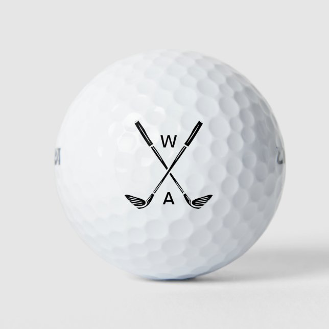 Simple Modern Monogrammed Golf Club Balls (Front)