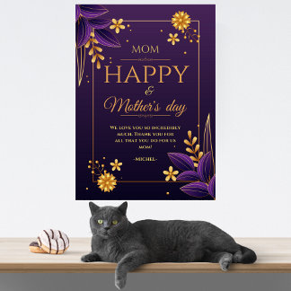 Simple Modern mothers day cards golden texe