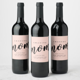 Simple Modern Mother's Day Personalised Wine Label