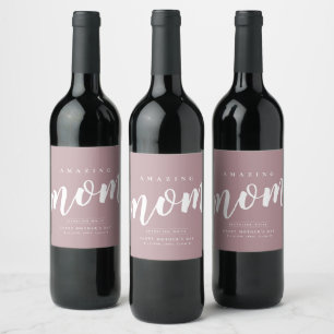 Simple Modern Mother's Day Personalised Wine Label