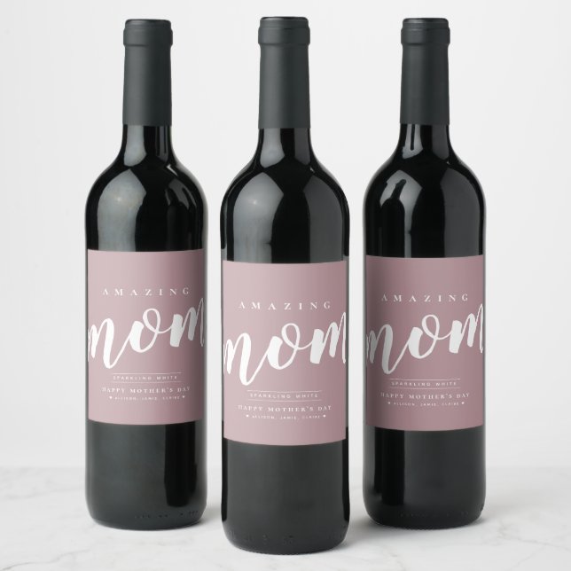 Simple Modern Mother's Day Personalised Wine Label (Bottles)