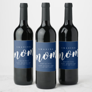 Simple Modern Mother's Day Personalised Wine Label