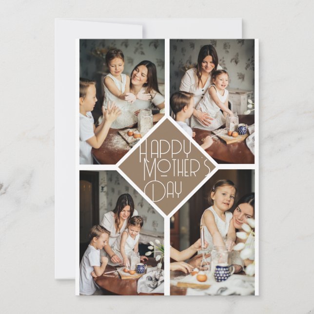 Simple Modern mothers Day photo family collage Holiday Card (Front)