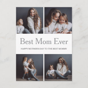 Simple Modern mothers Day photo family collage Holiday Postcard
