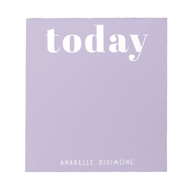 Simple Modern Motivational Personalised  Lilac Notepad (Front)