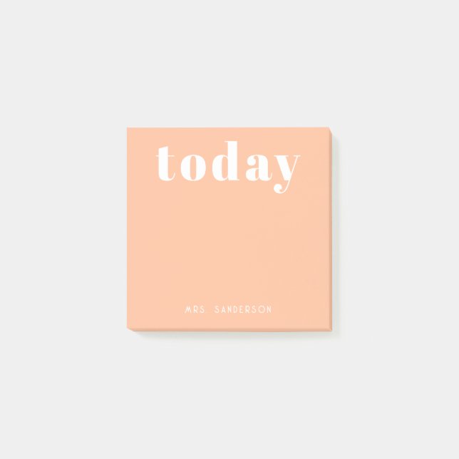 Simple Modern Motivational Personalised Peach Post-it Notes (Front)