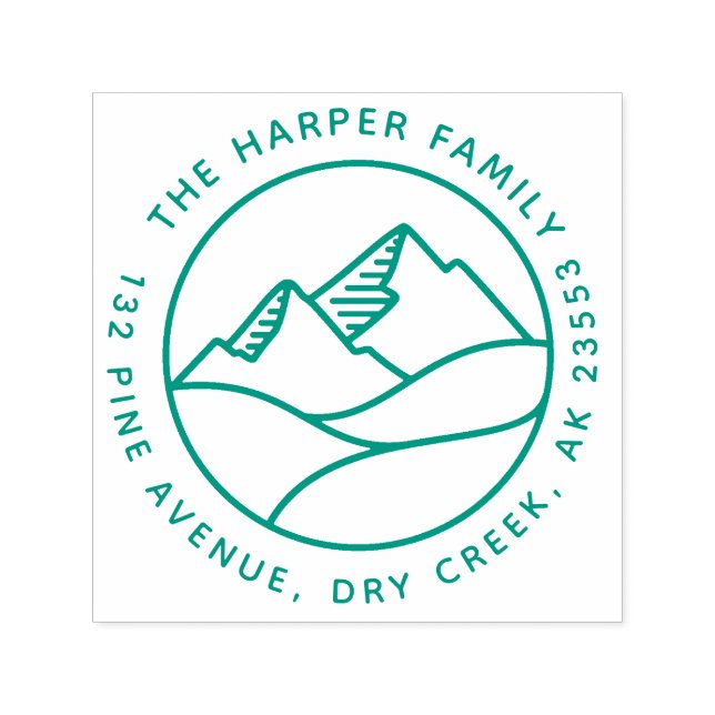 Simple Modern Mountain Landscape Family Address Self-inking Stamp (Design)