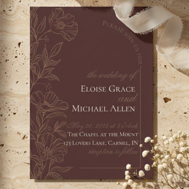 Simple Modern Mousse Brown Wedding Invitation (Simple Modern Mousse Brown Wedding Invitation)
