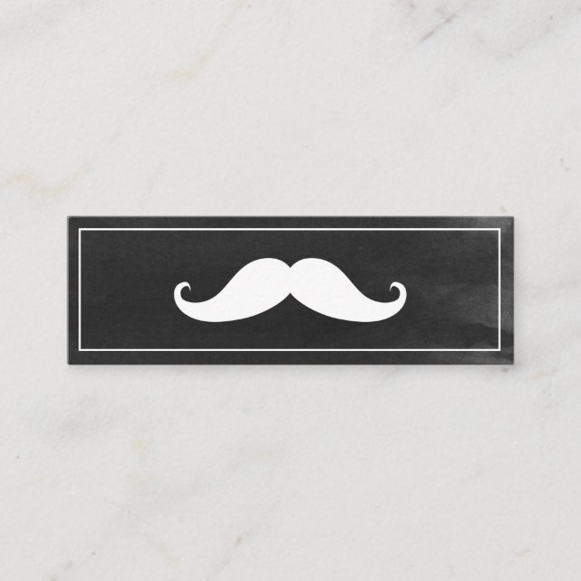 Simple Modern Moustache Barber Shop Mini Business Card (Front)