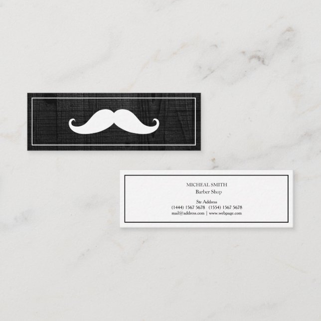 Simple Modern Moustache Barber Shop Mini Mini Business Card (Front/Back)