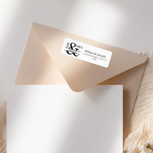 Simple Modern Mr & Mrs Script Address Return Address Label (Creator Uploaded)