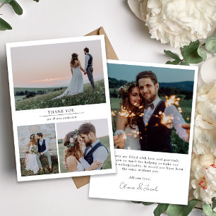 Simple Modern Multi Photo Collage Wedding Thank You Card