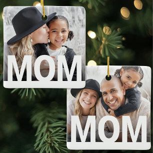 Simple Modern Mum Photo Ceramic Ornament
