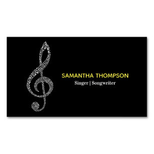 Simple Modern Music Note Full Name with White Text Magnetic Business Card