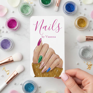 Simple Modern Nail Art QR Code Nail Technician Business Card