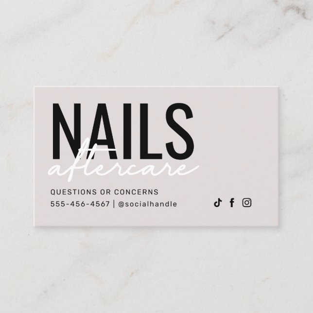 Simple Modern Nails Aftercare Card (Front)