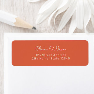 Simple Modern Name Script Minimalist Terracotta Return Address Label