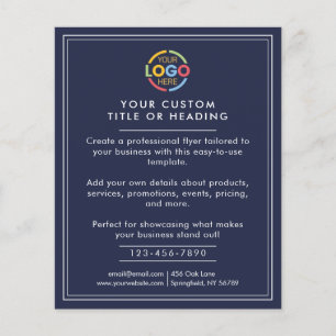 Simple Modern Navy Blue Business Logo Promotional Flyer