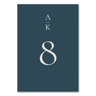 Simple Modern Navy Blue Monogram Mix Match Wedding Table Number