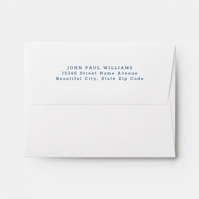 Simple Modern Navy Blue Name Address Envelope (Back (Top Flap))