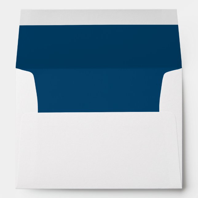 Simple Modern Navy Blue Wedding Invitation Envelope (Back (Bottom))