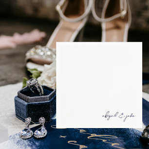 Simple Modern Navy Script Names Wedding Napkins