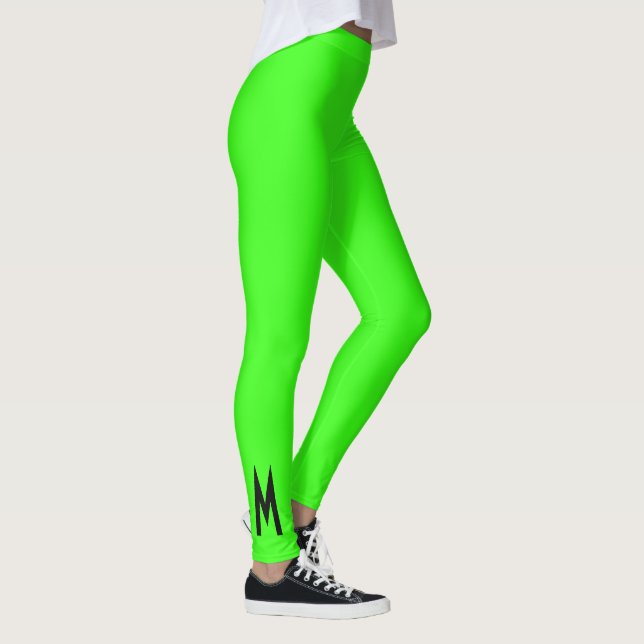 Simple Modern Neon Fluorescent Green Leggings (Right)