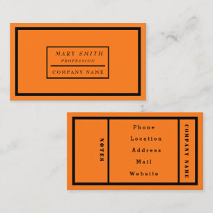 Simple Modern Neon Fluorescent Orange Business Card