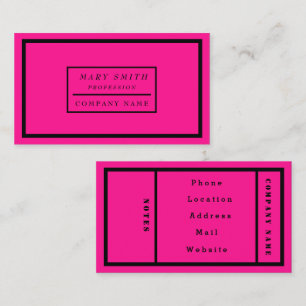 Simple Modern Neon Fluorescent Pink Business Card