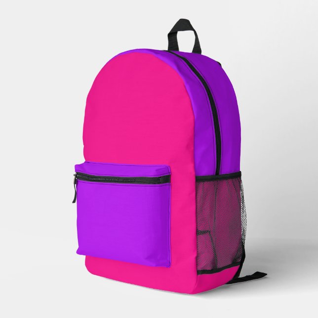 Simple Modern Neon Fluorescent Pink Printed Backpack (Back Corner Right)