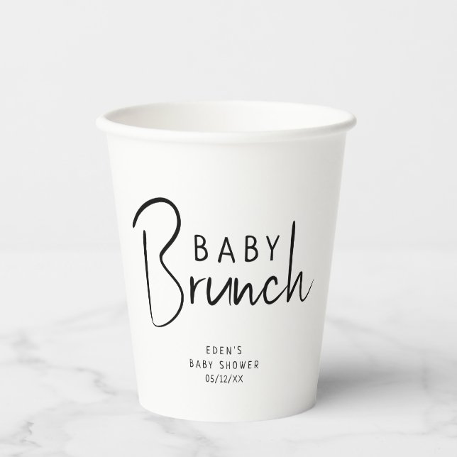 Simple Modern Neutral Baby Brunch Paper Cups (Front)