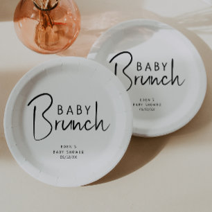 Simple Modern Neutral Baby Brunch Paper Plate