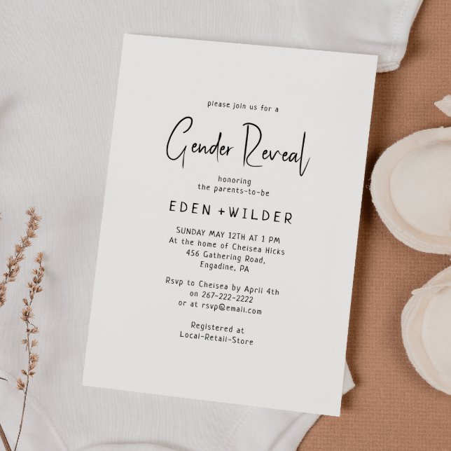Simple Modern Neutral Baby Gender Reveal  Invitation (Creator Uploaded)