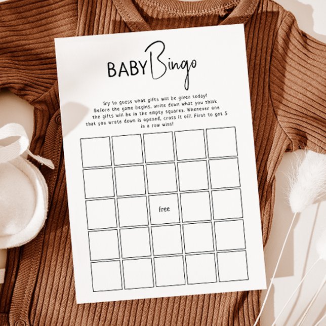 Simple Modern Neutral Baby Shower Baby Bingo Card (Creator Uploaded)