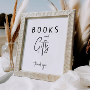 Simple Modern Neutral Baby Shower Books and Gifts Poster