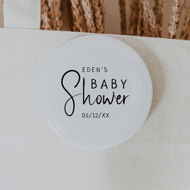 Simple Modern Neutral Baby Shower Button (Creator Uploaded)