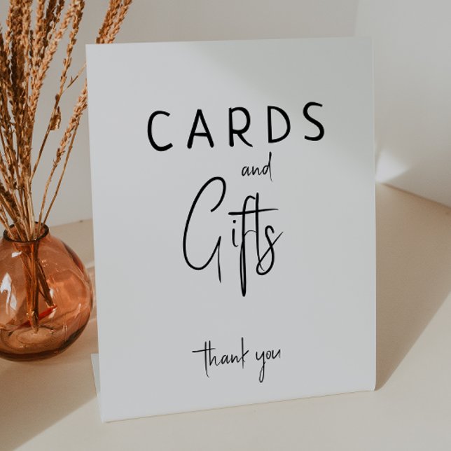 Simple Modern Neutral Baby Shower Cards and Gifts Pedestal Sign (Creator Uploaded)