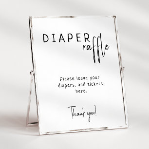 Simple Modern Neutral Baby Shower Diaper Raffle Poster