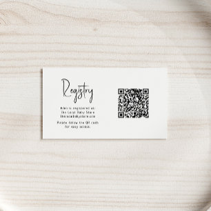 Simple Modern Neutral Baby Shower Registry QR Code Enclosure Card