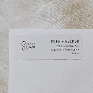 Simple Modern Neutral Baby Shower Return Address Label