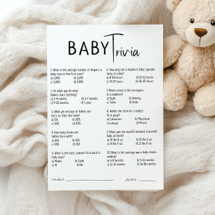 Simple Modern Neutral Baby Shower Trivia Card