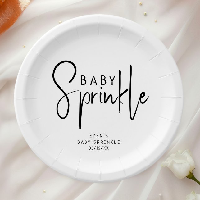 Simple Modern Neutral Baby Sprinkle Paper Plate (Creator Uploaded)