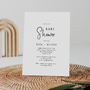 Simple Modern Neutral Couples Baby Shower Invitation