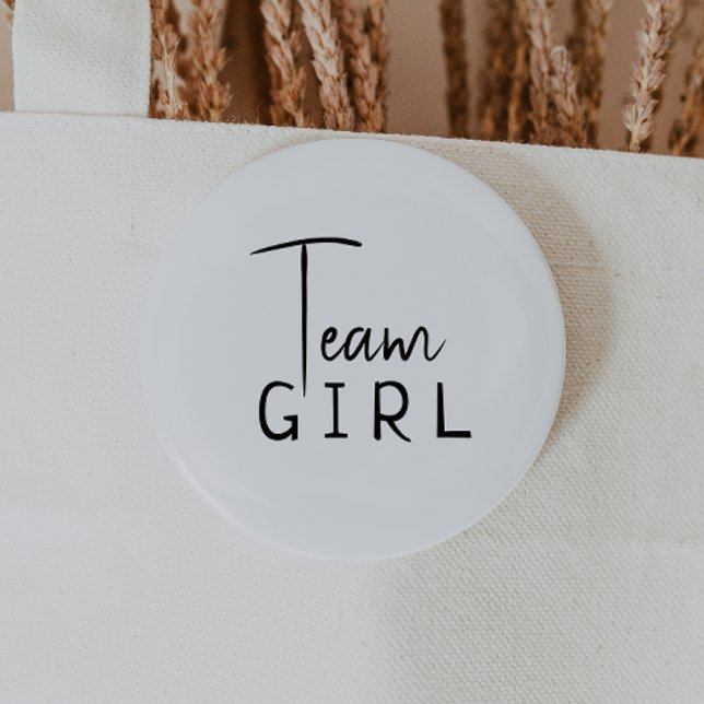 Simple Modern Neutral Gender Reveal Team Girl 6 Cm Round Badge (Creator Uploaded)