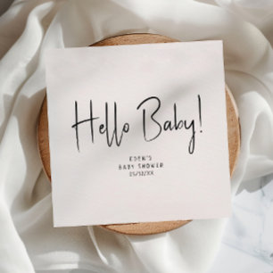 Simple Modern Neutral Hello Baby Shower Napkins